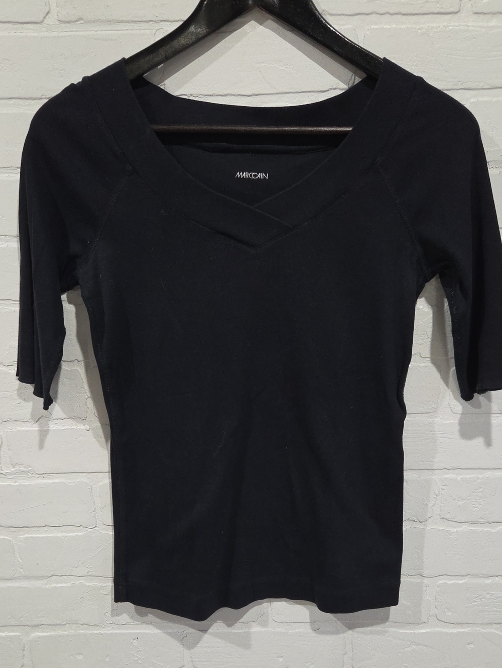 Marc Cain Black V-Neck Short Sleeve Top